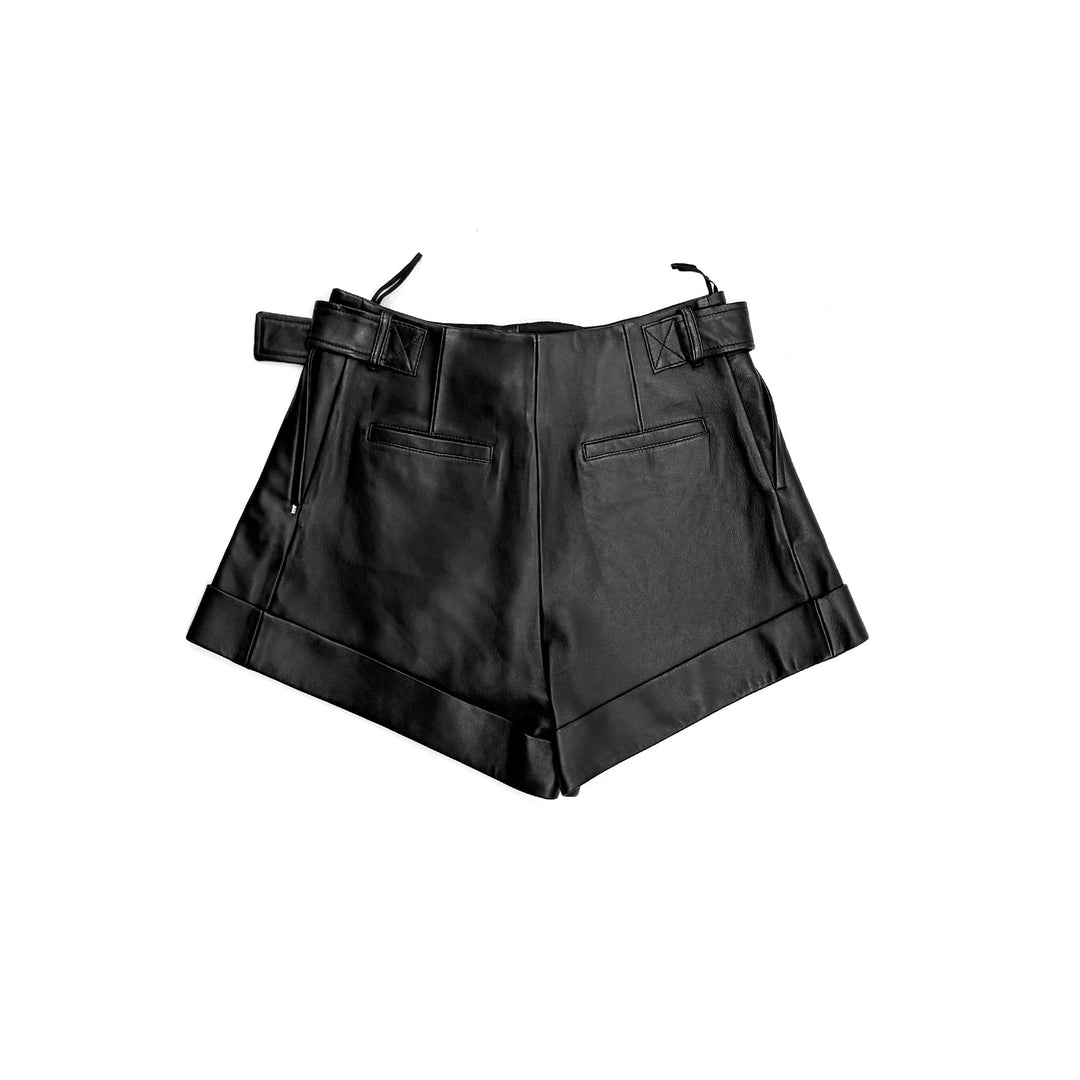 SPORTMAX Black Spxvasaio Leather Short - SHENGLI ROAD MARKET
