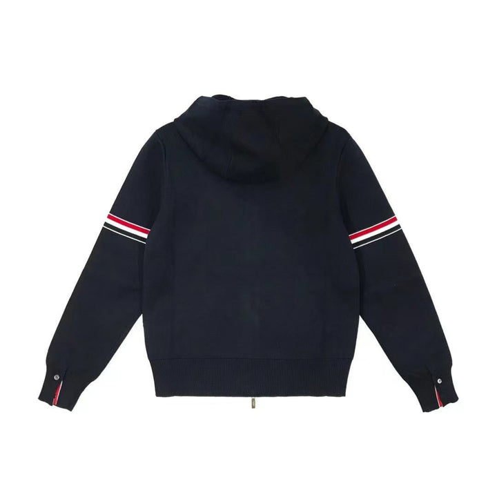 Thom Browne RWB Stripe Waffle Hoodie With Zipper