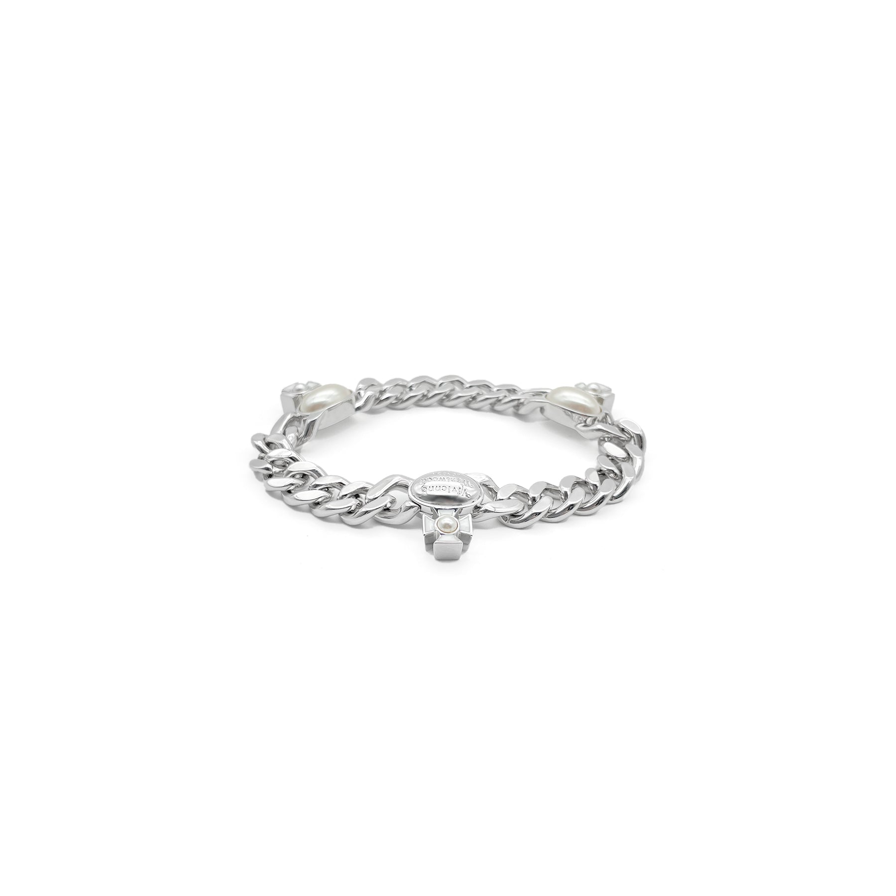 Vivienne Westwood Gaby Orb Pearl Cuban Chain Bracelet - SRM