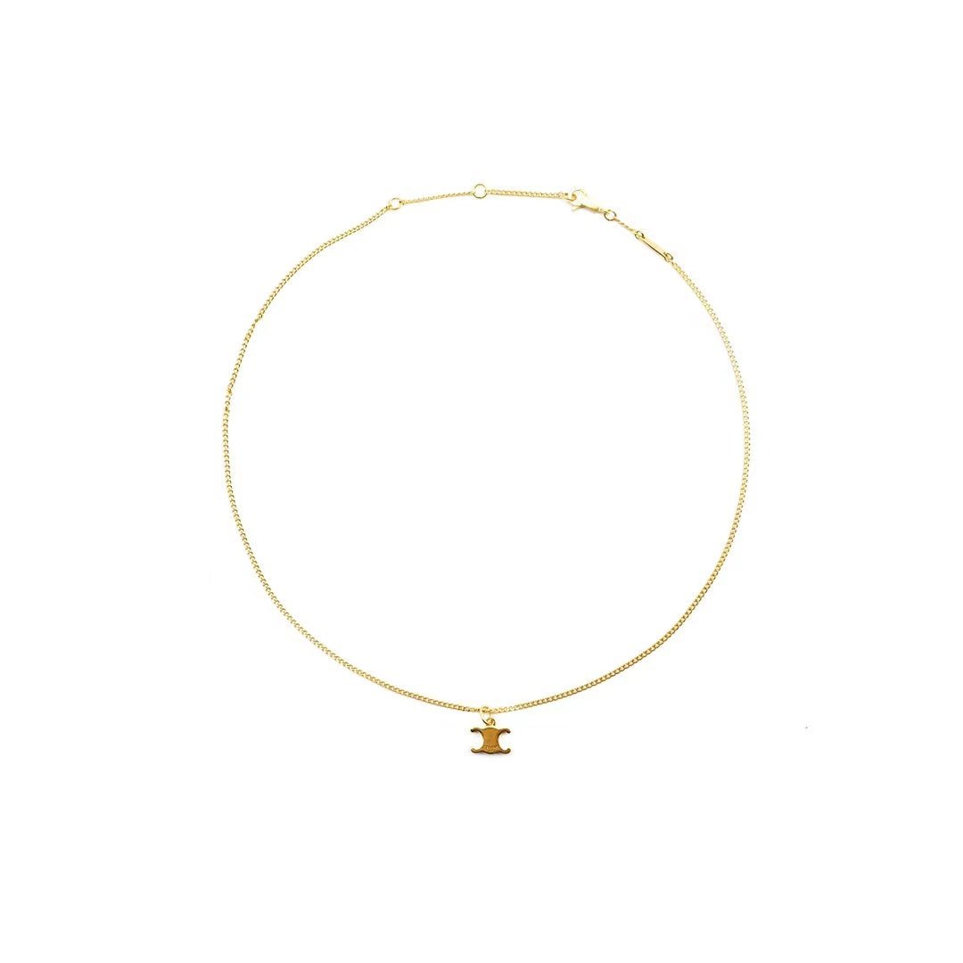 Celine Gold Triomphe Logo Necklace - SHENGLI ROAD MARKET