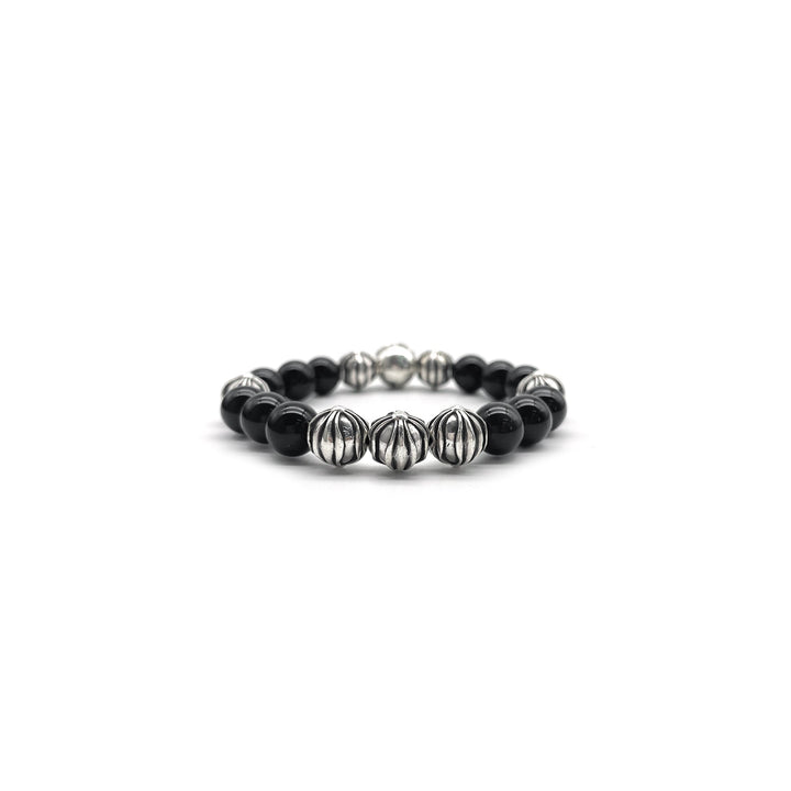 Chrome Hearts 10mm Obsidian Sliver Cross Bracelet - SHENGLI ROAD MARKET