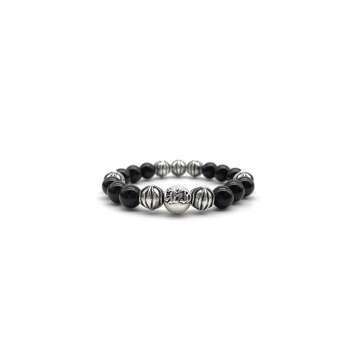 Chrome Hearts 10mm Obsidian Sliver Cross Bracelet - SHENGLI ROAD MARKET