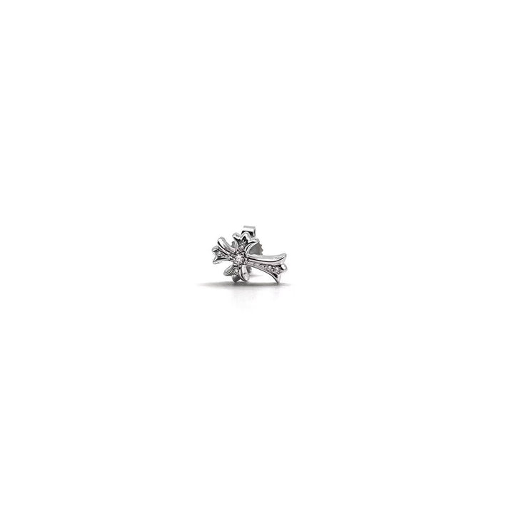 Chrome Hearts 18K White Gold Diamonds Cross Earring Ear Stud - SHENGLI ROAD MARKET