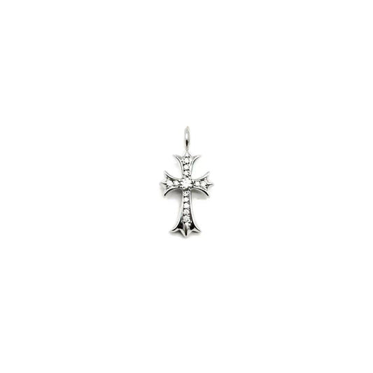 Chrome Hearts 18K White Gold Diamonds Tiny Cross Necklace Charm - SHENGLI ROAD MARKET