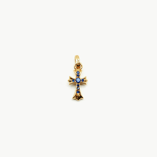 Chrome Hearts 22K Gold Blue Sapphire Babyfat Necklace Charm - SHENGLI ROAD MARKET