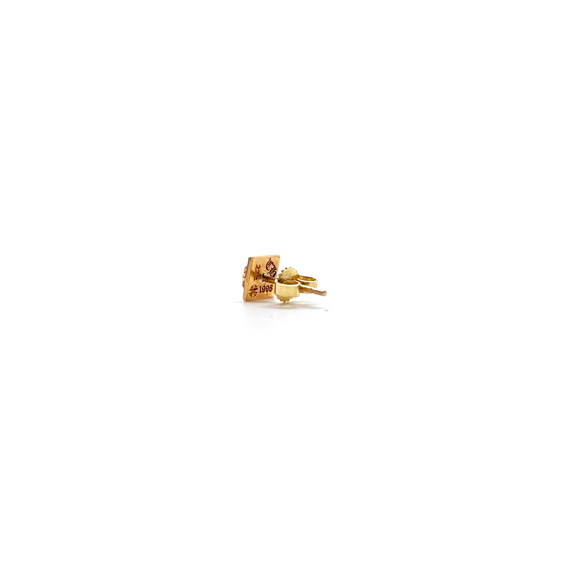 Chrome Hearts 22K Gold Diamond Square Cross Earring Stud - SHENGLI ROAD MARKET
