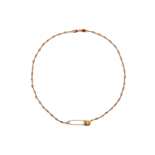 Chrome Hearts 22k Gold Diamond Twist Chain Pin Clip Necklace - SHENGLI ROAD MARKET