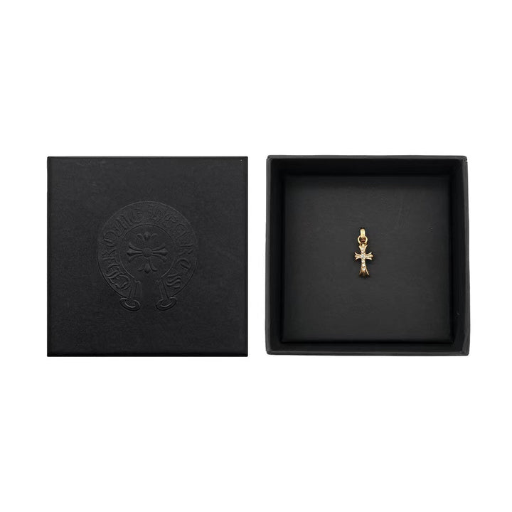 Chrome Hearts 22K Gold Diamonds Babyfat Cross Pendant - SHENGLI ROAD MARKET