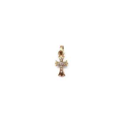 Chrome Hearts 22K Gold Diamonds Babyfat Cross Pendant - SHENGLI ROAD MARKET