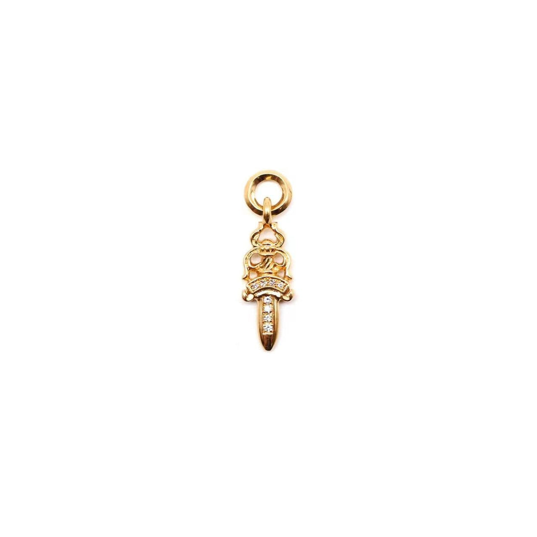 Chrome Hearts 22K Gold Diamonds Dagger Pendant - SHENGLI ROAD MARKET