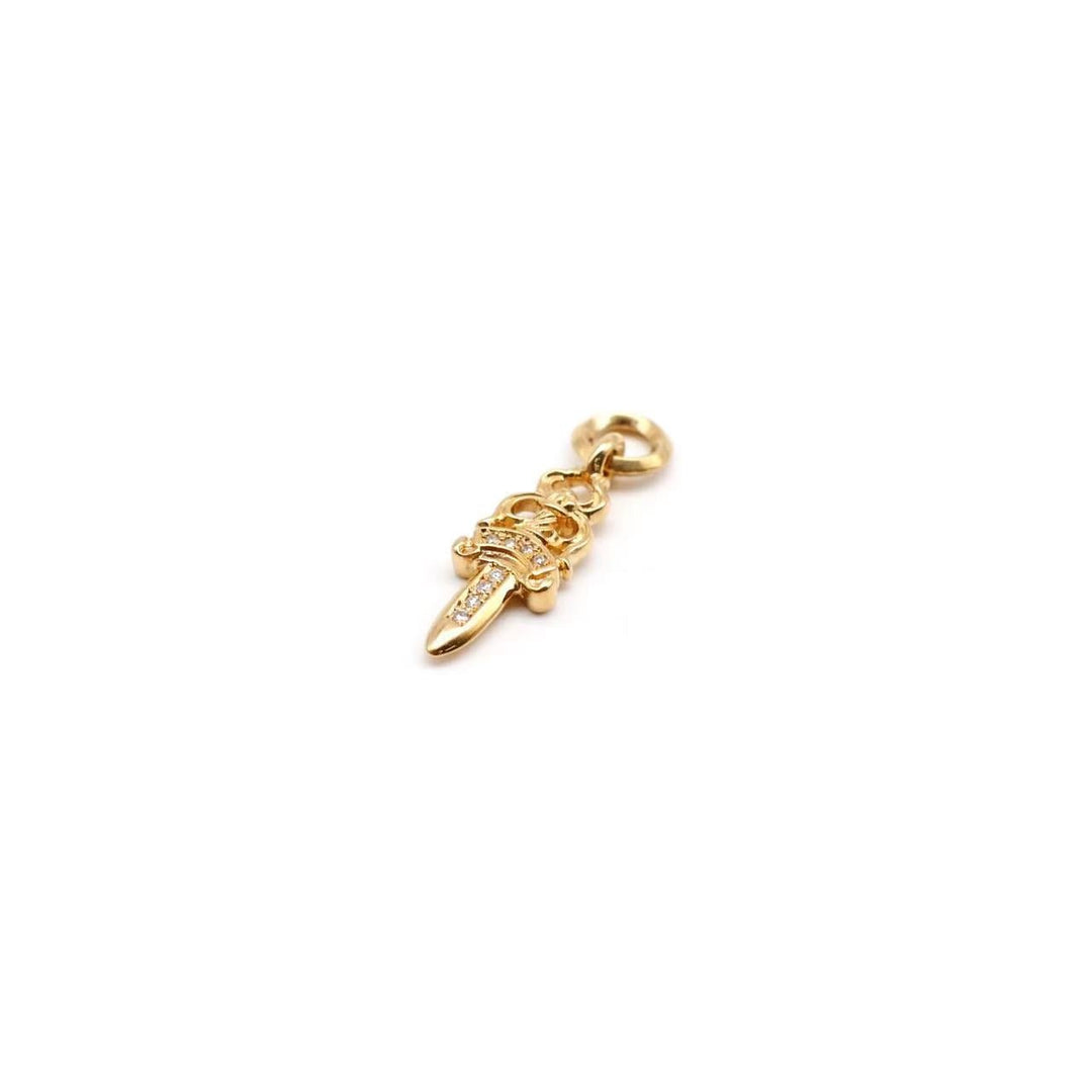 Chrome Hearts 22K Gold Diamonds Dagger Pendant - SHENGLI ROAD MARKET