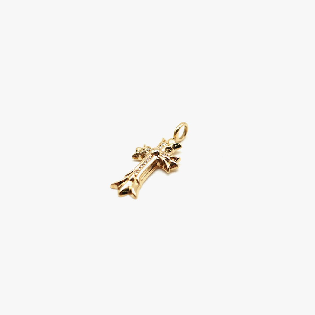 Chrome Hearts 22K Gold Diamonds Double Crosses Necklace Charm - SHENGLI ROAD MARKET