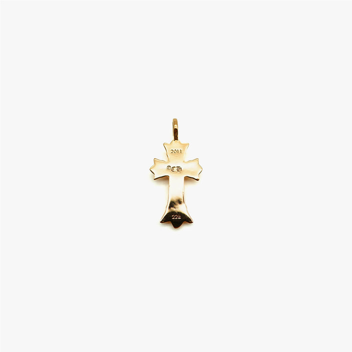 Chrome Hearts 22K Gold Diamonds Double Crosses Necklace Charm - SHENGLI ROAD MARKET