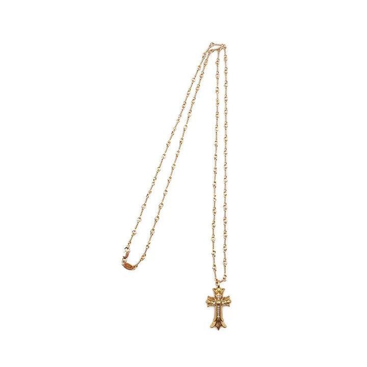 Chrome Hearts 22K Gold Diamonds Double Crosses Necklace Charm - SHENGLI ROAD MARKET