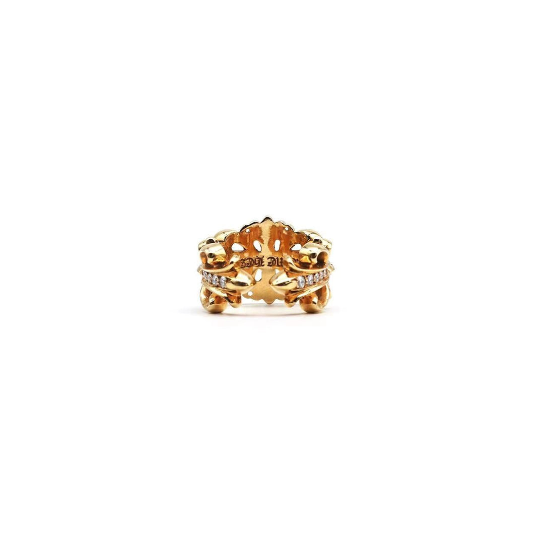 Chrome Hearts 22K Gold Diamonds Floral Cross Ring - SHENGLI ROAD MARKET