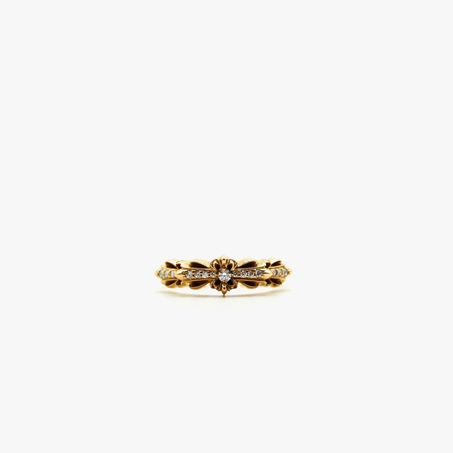 Chrome Hearts 22K Gold Diamonds Floral Cross Ring - SHENGLI ROAD MARKET
