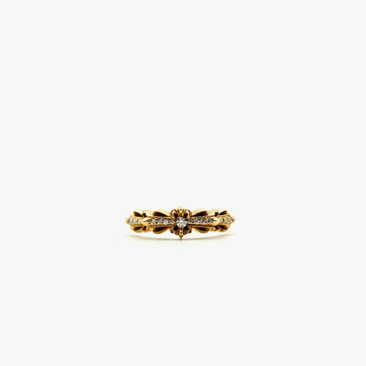 Chrome Hearts 22K Gold Diamonds Floral Cross Ring - SHENGLI ROAD MARKET