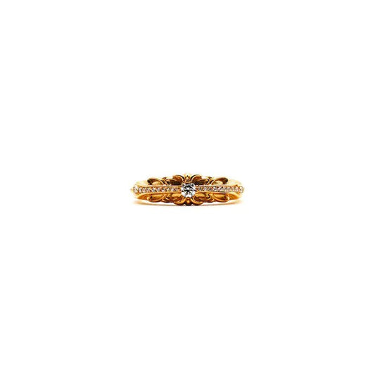 Chrome Hearts 22K Gold Diamonds Floral Cross Ring Size 9.5 - SHENGLI ROAD MARKET