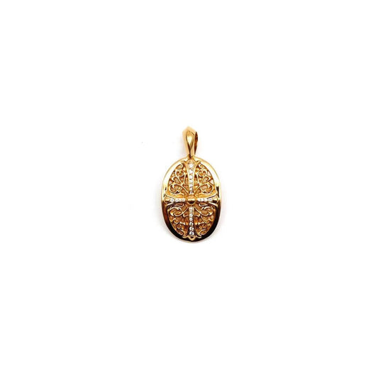 Chrome Hearts 22K Gold Diamonds Keeper Cross Necklace Charm - SHENGLI ROAD MARKET
