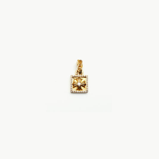 Chrome Hearts 22K Gold Diamonds Square Cross Logo Necklace Charm - SHENGLI ROAD MARKET