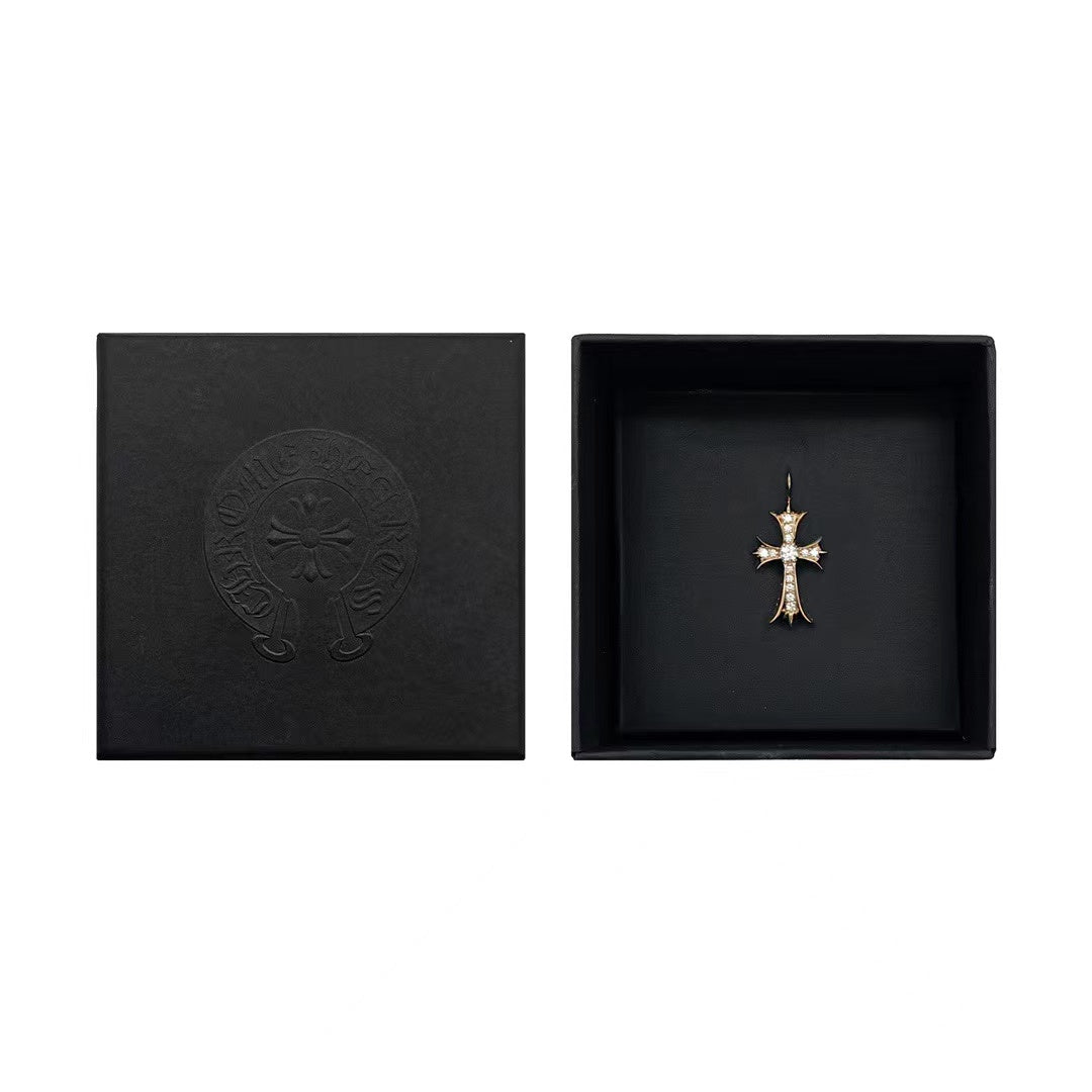 Chrome Hearts 22K Gold Diamonds Tiny Cross Pendant - SHENGLI ROAD MARKET