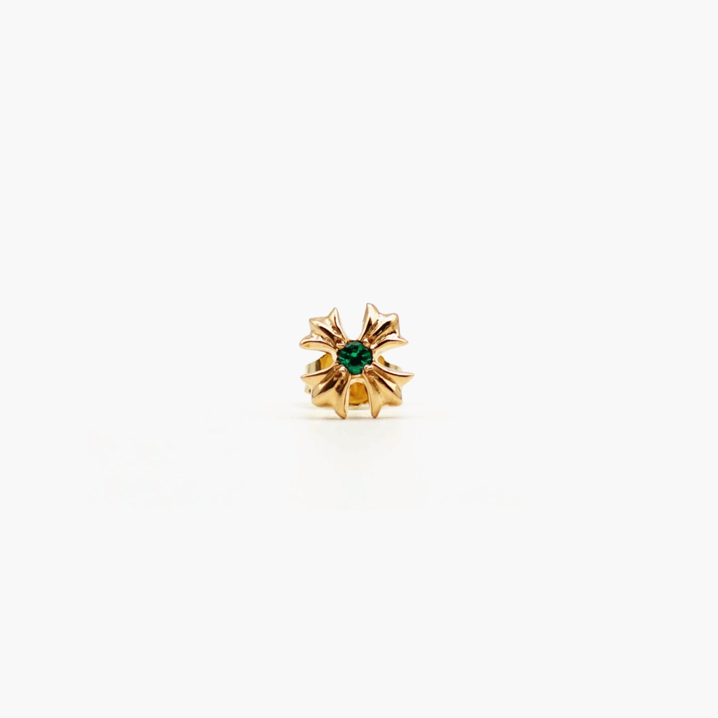 Chrome Hearts 22K Gold Emerald Cross Earring Ear Stud - SHENGLI ROAD MARKET