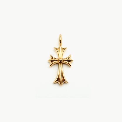 Chrome Hearts 22K Gold Emerald Cross Necklace Charm - SHENGLI ROAD MARKET