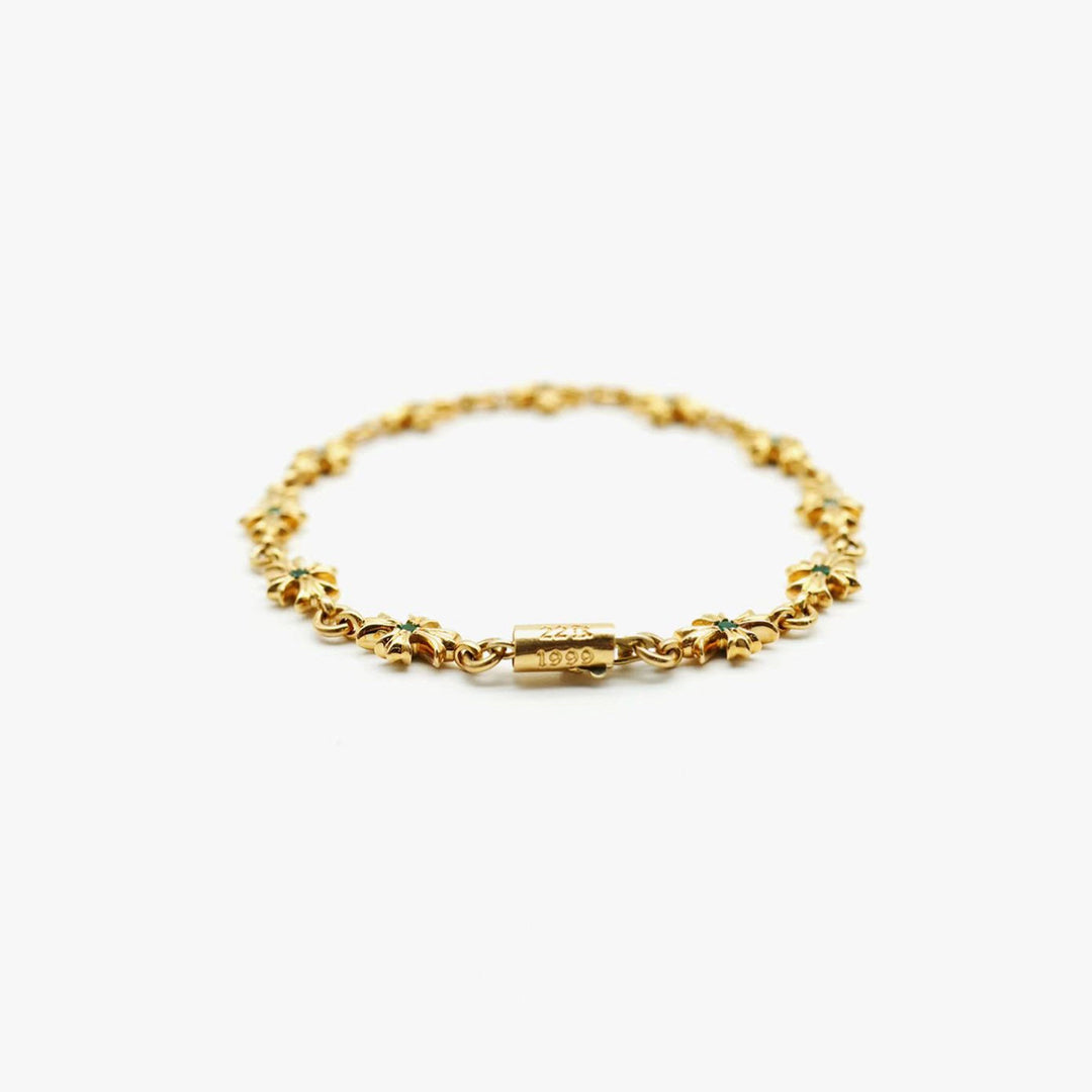 Chrome Hearts 22K Gold Emerald Tiny E Bracelet - SHENGLI ROAD MARKET