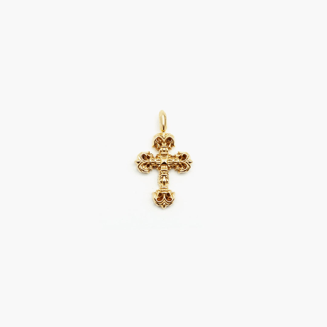 Chrome Hearts 22K Gold Flame Cross Necklace Charm - SHENGLI ROAD MARKET