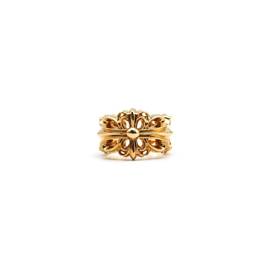 Chrome Hearts 22K Gold Floral Cross Ring - SHENGLI ROAD MARKET