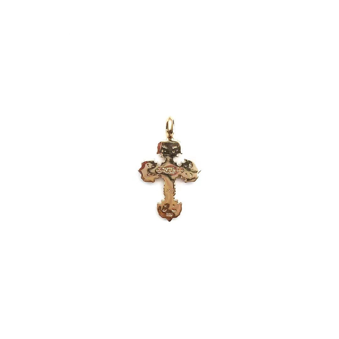 Chrome Hearts 22K Gold Nine-Diamonds Flame Cross Pendant - SHENGLI ROAD MARKET