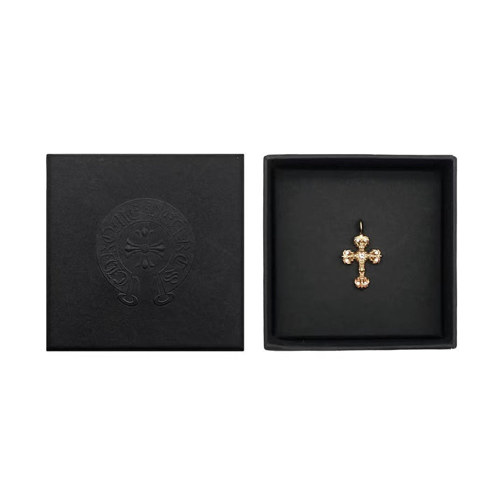 Chrome Hearts 22K Gold Nine-Diamonds Flame Cross Pendant - SHENGLI ROAD MARKET