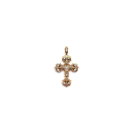 Chrome Hearts 22K Gold Nine-Diamonds Flame Cross Pendant - SHENGLI ROAD MARKET