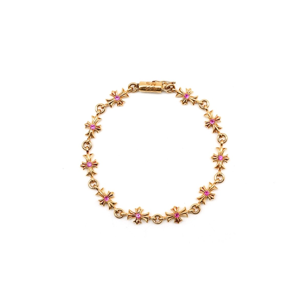 Chrome Hearts 22K Gold Pink Diamonds Tiny E Bracelet - SHENGLI ROAD MARKET
