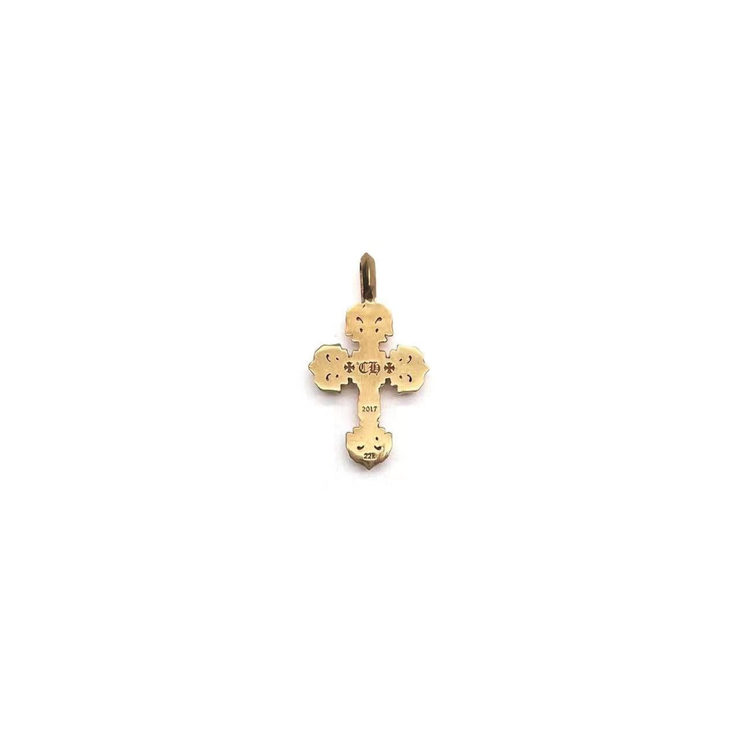 Chrome Hearts 22K Gold Single Diamond Flame Cross Pendant - SHENGLI ROAD MARKET