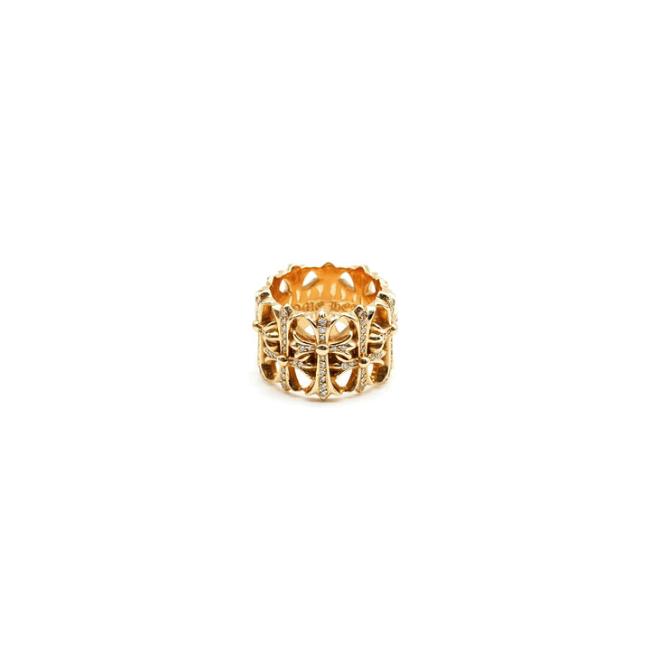 Chrome Hearts 22K Gold With Diamonds Cross Cemetery Ring - SHENGLI ROAD MARKET