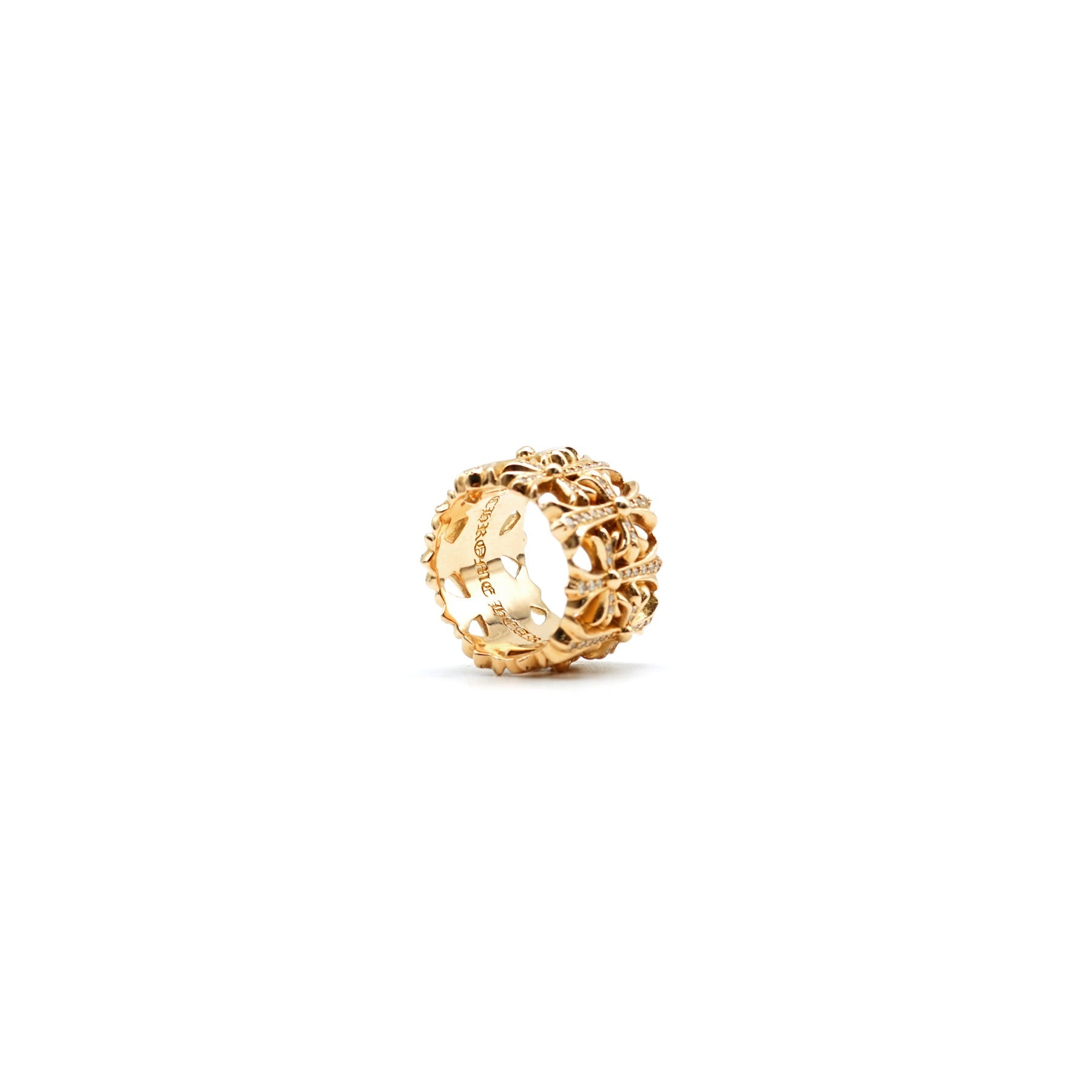 Chrome Hearts 22K Gold With Diamonds Cross Cemetery Ring - SHENGLI ROAD MARKET