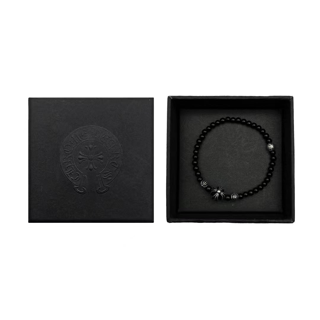 Chrome Hearts 4mm Black Beaded Bracelet - SHENGLI ROAD MARKET