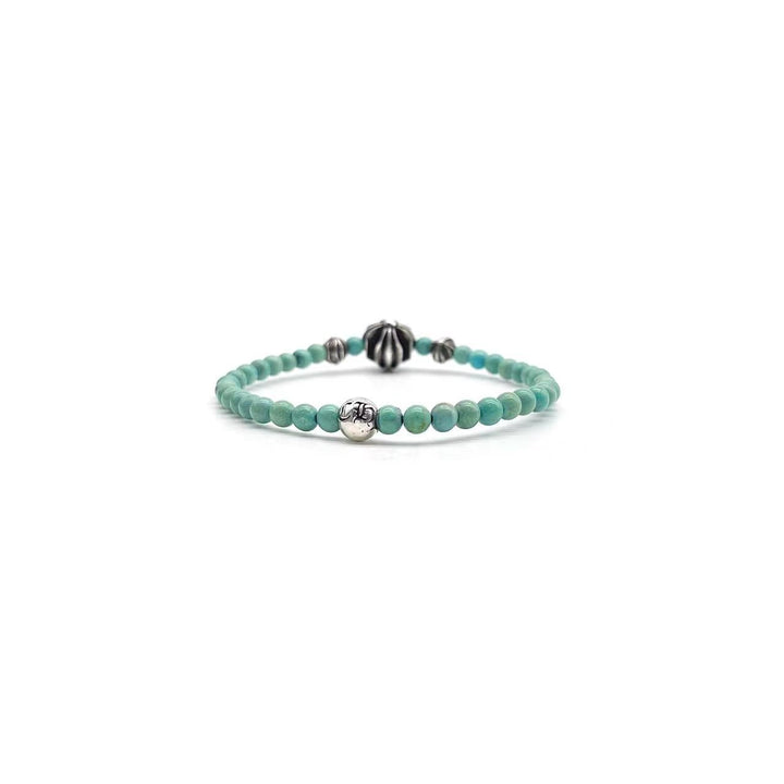 Chrome Hearts 4mm Turquoise Silver Cross Bracelet - SHENGLI ROAD MARKET