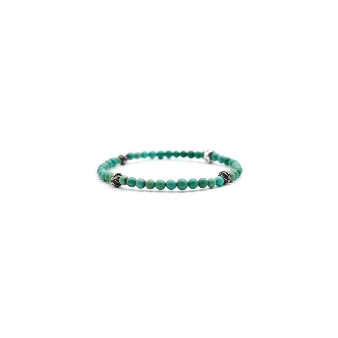 Chrome Hearts 4mm Turquoise Silver Cross Bracelet - SHENGLI ROAD MARKET