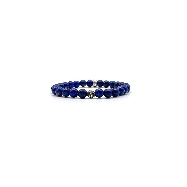 Chrome Hearts 6mm Beaded Lapis Lazuli Silver Cross Bracelet - SHENGLI ROAD MARKET