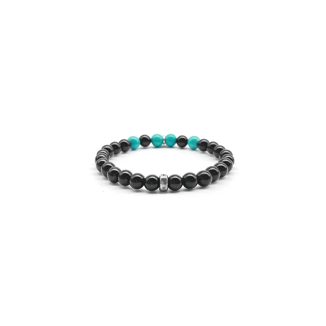 Chrome Hearts 6mm Black And Green Bead Dagger Bracelet - SHENGLI ROAD MARKET