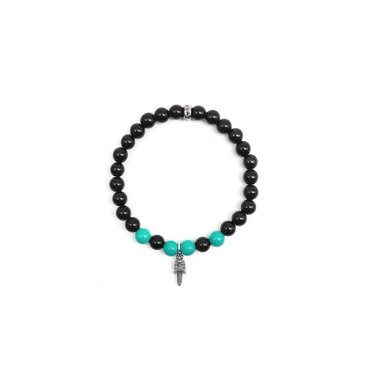 Chrome Hearts 6mm Black And Green Bead Dagger Bracelet - SHENGLI ROAD MARKET