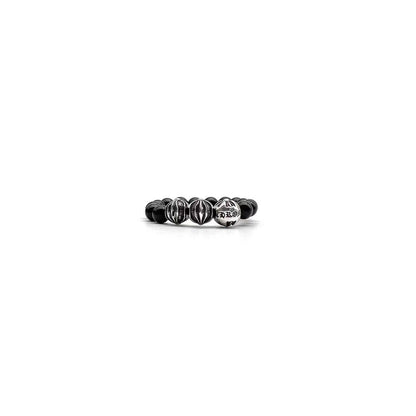 Chrome Hearts 6mm Obsidian Silver Cross Ball Ring - SHENGLI ROAD MARKET