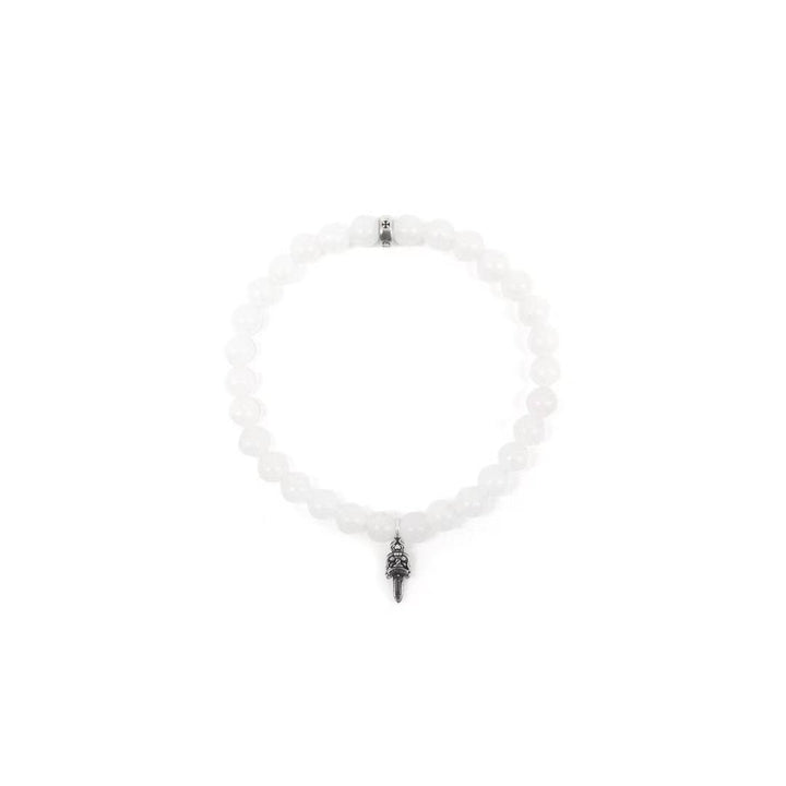 Chrome Hearts 6mm White Agate Bead Dagger Bracelet - SHENGLI ROAD MARKET