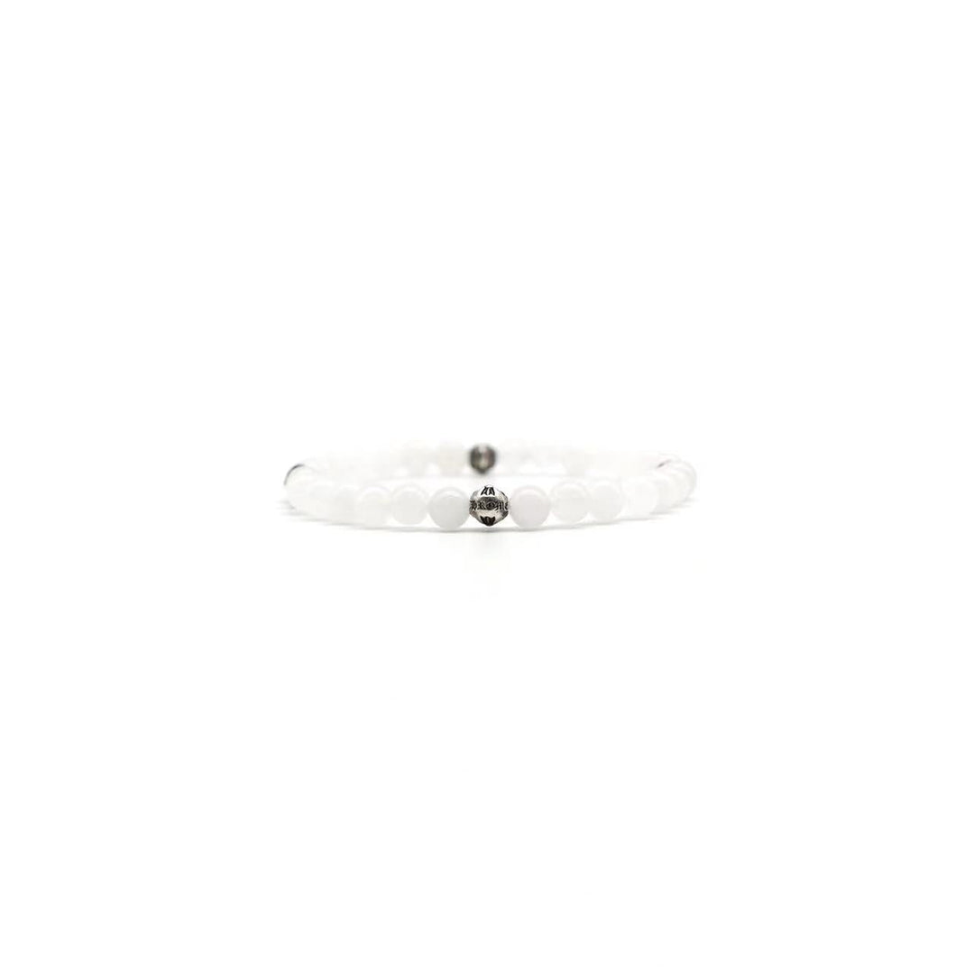 Chrome Hearts 6mm White Agate Silver Cross Bracelet - SHENGLI ROAD MARKET