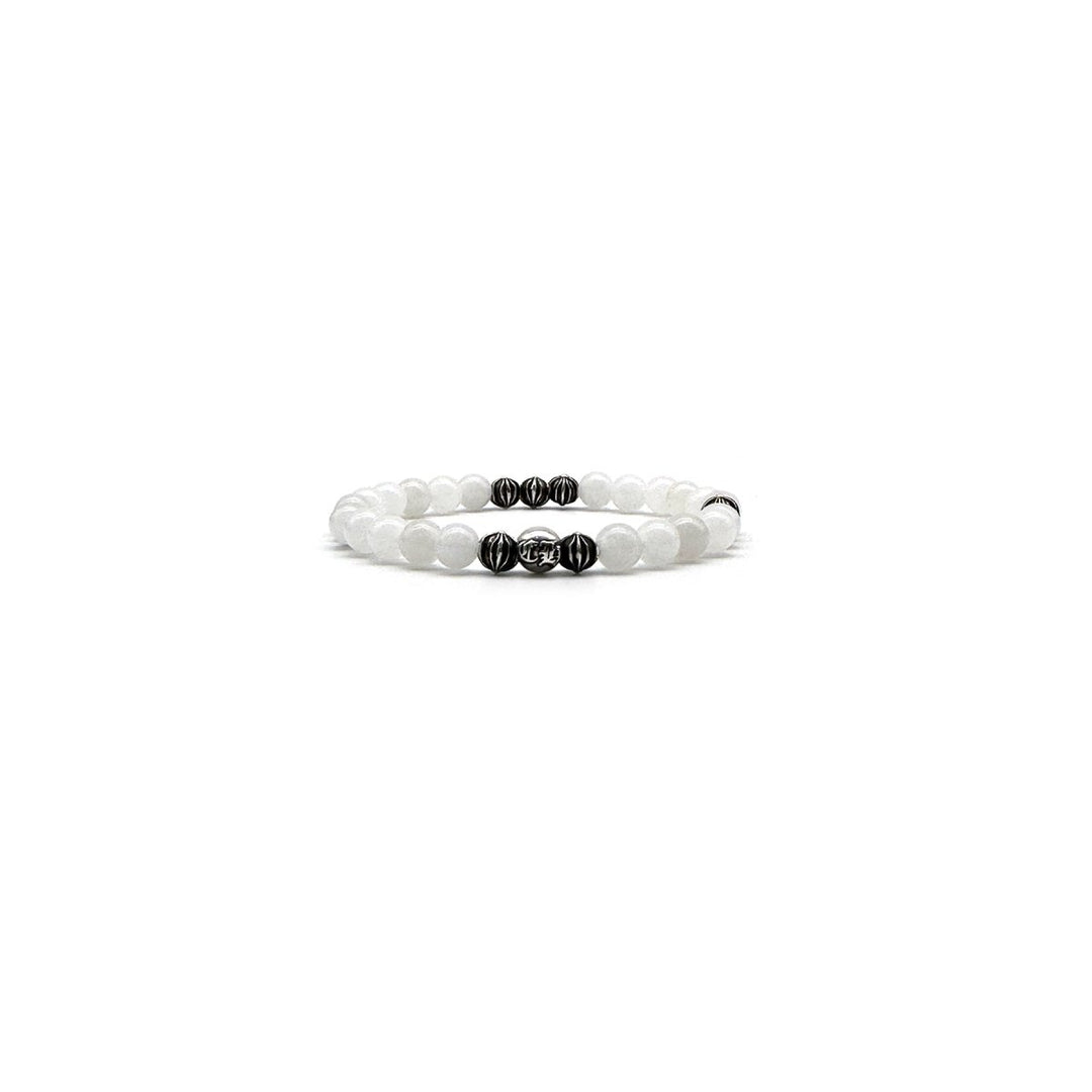 Chrome Hearts 6mm White Beaded Silver Cross Ball Bracelet - SHENGLI ROAD MARKET