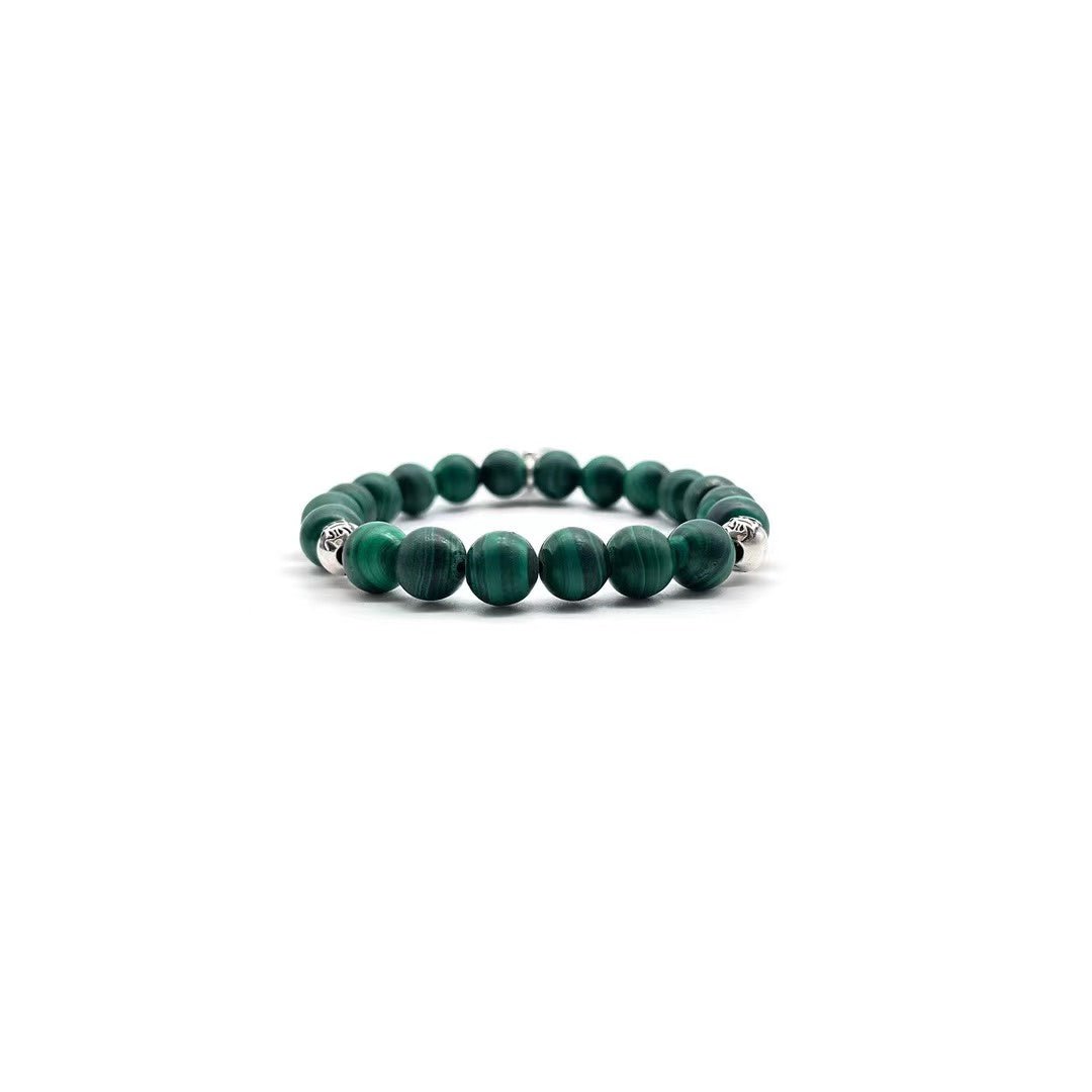 Chrome Hearts 8mm Malachite Grand Cross Pendant Three Vermilion Bracelet - SHENGLI ROAD MARKET