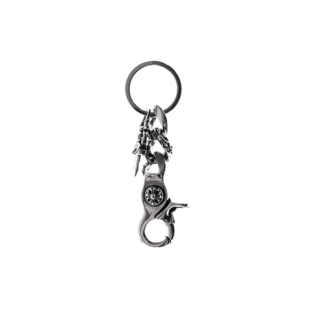 Antique Silver Pocket Watch Style Lobster Clasp Keychain with Metal Mi —  Dragonheart Dice