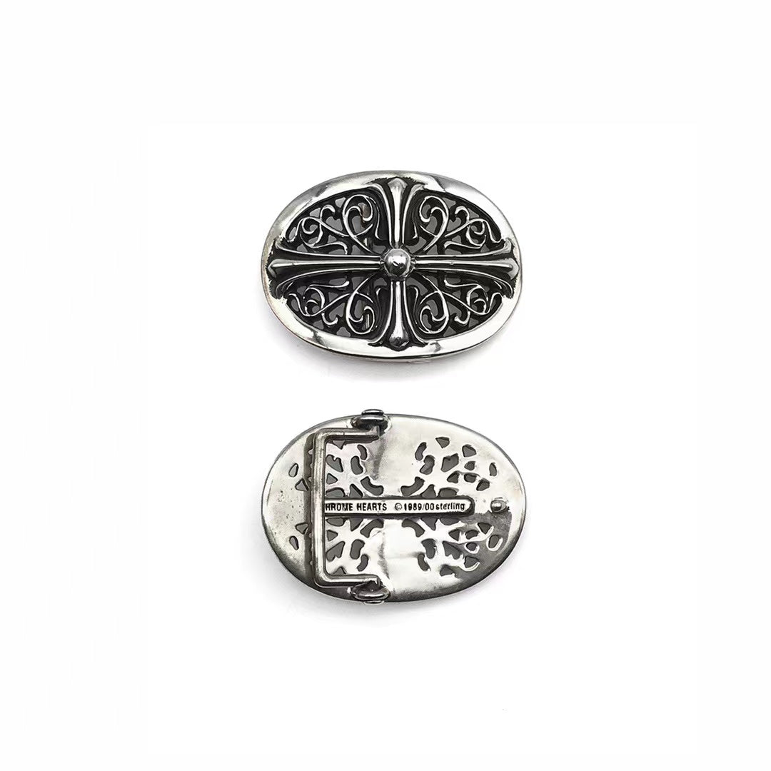 Chrome Hearts 925 Silver Vine Cross Belt Buckle - SHENGLI ROAD MARKET